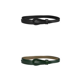 2 Packs Women's Adjustable Faux Leather Belts Tie A Knot Fashion Skinny Waist Strap