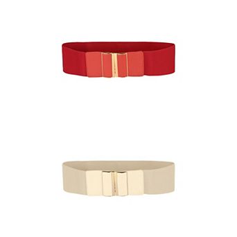 2 Packs Women Stretchy Waist Belt, Vintage Wide Elastic Cinch Belt Waistband for Dress