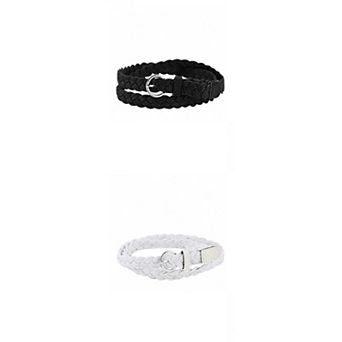2 Packs Women Skinny Braided Belt Adjustable Pin Buckle Weave Casual