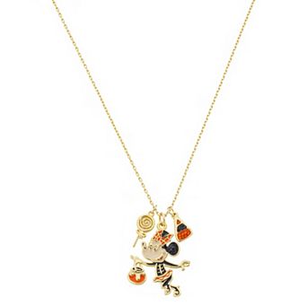 Disney's Minnie Mouse 14k Gold Flash Plated Mother-of-Pearl Halloween Charm Pendant Necklace