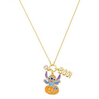 Disney's Lilo & Stitch 14k Gold Flash Plated Cubic Zirconia Boo Pumpkin Pendant Necklace