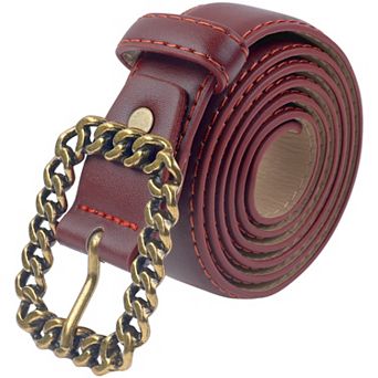 Women Retro Decorative Chain Square Buckle Belt for Dress Coat