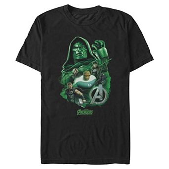 Men's Marvel Avengers Doomsday Doctor Doom Vs Heroes Poster Graphic Tee