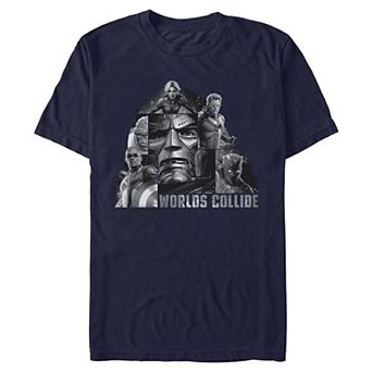 Men's Marvel Avengers Doomsday Worlds Collide Poster Graphic Tee