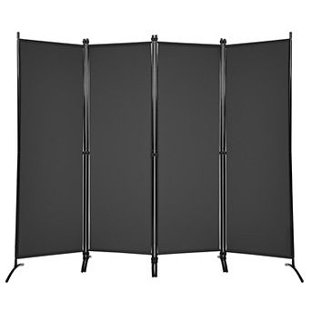 Costway 4-Panel 5.6ft Room Divider Folding Fabric Privacy Screen w/Steel Frame
