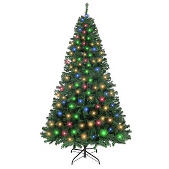 6.5 Ft Pre-Lit Christmas Tree with 350 Warm White and Color Lights, 8 Modes, 1068 Branch Tips