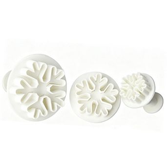3 Pack Snowflake Cookie Cutters With Plunger Stamps Embossing Tools