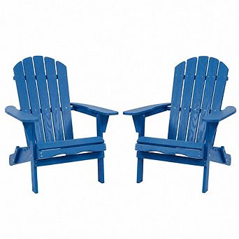 WOW PIONEER Set of 2 Outdoor Solid Wood Folding Adirondack Lounge Chair for Patios & Gardens