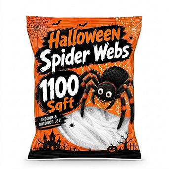 1100 Sq Ft Halloween Spider Webs with 40 Spiders, Outdoor Cobweb Decorations