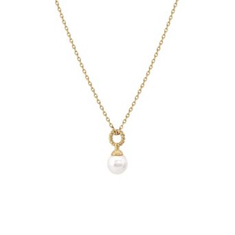 14k Gold Plated Marie Pearl Charm Necklace Dainty Minimalist