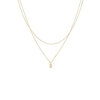 Sterling Silver 18k Gold Plated Elayna Layered Necklace Trendy Jewelry