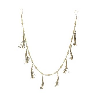 Bohemian Style Wooden Bead And Jute Rope Tassel Hanging Garland Boho