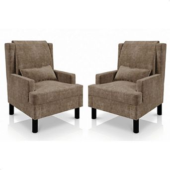 Accent Chair Set of Two, Mid‑Century Chenille Reading Chairs, High Back Design, 5.1" Thick Cushion