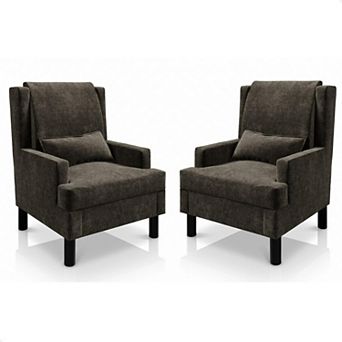 Accent Chair Set of Two, Mid‑Century Chenille Reading Chairs, High Back Design, 5.1" Thick Cushion