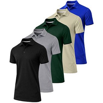 Jump Start Men's Dry Fit Moisture-Wicking Polo Shirt-5 Pack