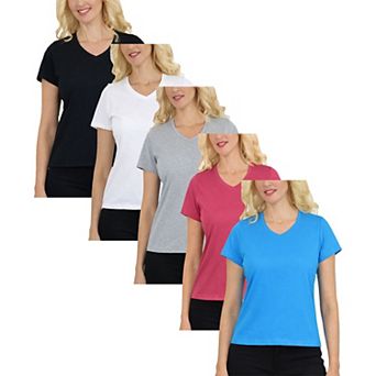Galaxy Divatee Womens Relaxed Fit V Neck Short Sleeve T Shirt 5 Pack