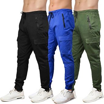 Blu Rock Men's Cotton Flex-Stretch Cargo Jogger-3 Pack