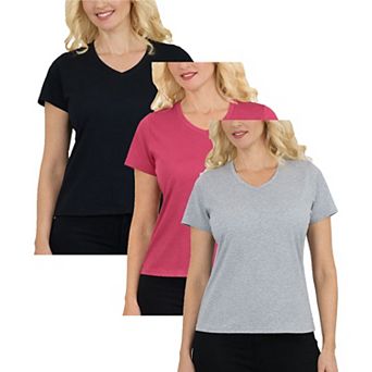 Galaxy Divatee Womens Relaxed Fit V Neck Short Sleeve T Shirt 3 Pack