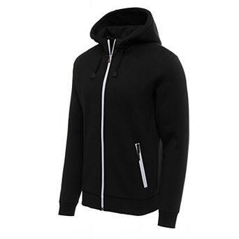 Blu Rock Men's Slim Fit Faux Shearling Fleece Lined Classic Tech Full Zip Hoodie