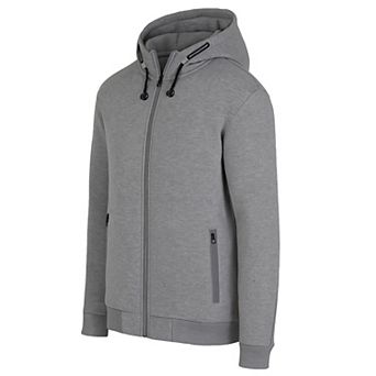 Blu Rock Men's Slim Fit Faux Shearling Fleece Lined Classic Tech Full Zip Hoodie