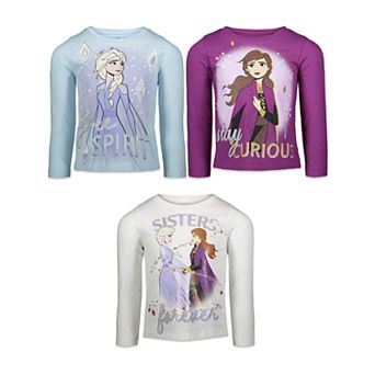 Disney's Frozen 3-Pack Glitter Long Sleeve Tees