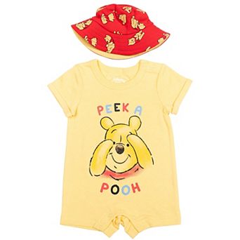 Disney's Winnie the Pooh 2 pc Romper and Bucket Hat Set