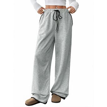Women's Drawstring Straight Leg Long Pants With Side Pockets