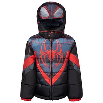 Marvel Spider-Verse Miles Morales Hooded Zip-Up Puffer Jacket