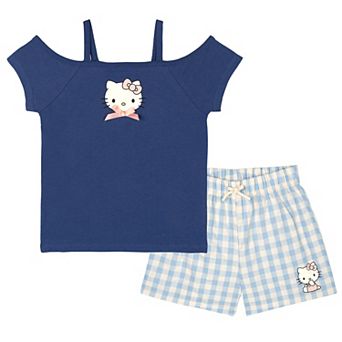Hello Kitty T-Shirt and Plaid Shorts Set