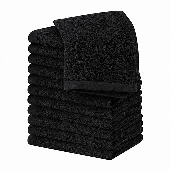 12-Pack Ring Spun Cotton Washcloths Absorbent Durable Multi Use Towel Set