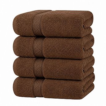 Set of 4 Ringspun Cotton Premium Absorbent Terry Towels for Home Spa Gym