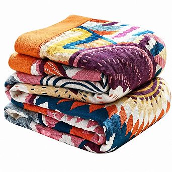 Boho Floral Woven Cotton Throw Blanket All Season Decorative Soft Versatile