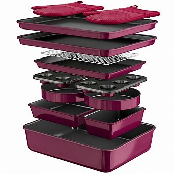 13 pc Nonstick Stackable Bakeware Set Heavy Duty Easy Clean Baking Pans