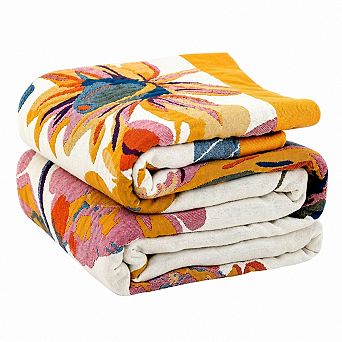 Boho Reversible Throw Blanket 4 Layer Cotton Gauze Soft Breathable All Season Decor