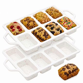 2 Pack Mini Silicone Loaf Pans Non Stick Reusable Bakeware Heat Resistant