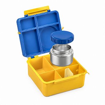 4 Compartment Insulated All In One Meal Set With 8oz Thermo Food Jar And Utensils