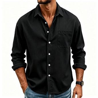 Men's Long-Sleeved Collared Shirt