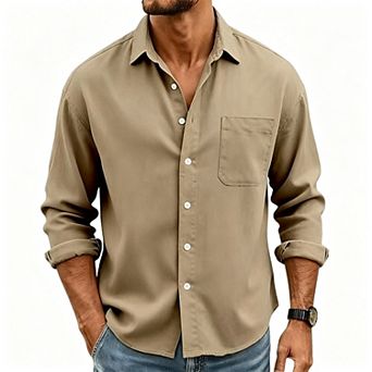 Men's Long-Sleeved Collared Shirt
