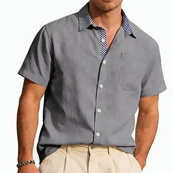 Men's Short-Sleeve Button-Down Shirt with Pocket