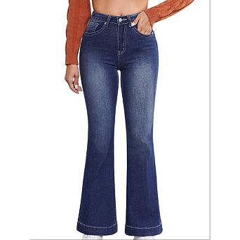 Flared Jeans for Women High Waist Stretch Denim Bootcut Casual Daily Trousers