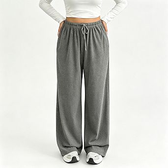 Wide Leg Pants Womens Plus Size Drawstring Elastic Waist For Casual Daily Loungewear Outfits