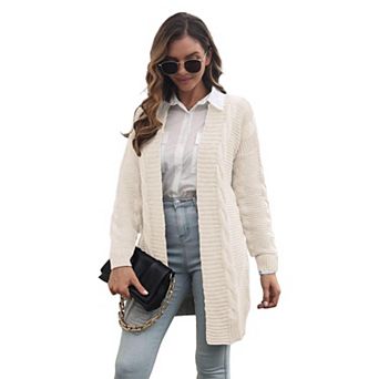 XuBa Women's Open Front Cardigan Long Long Sleeve Fall Knit Sweater