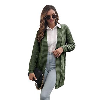 XuBa Women's Open Front Cardigan Long Long Sleeve Fall Knit Sweater