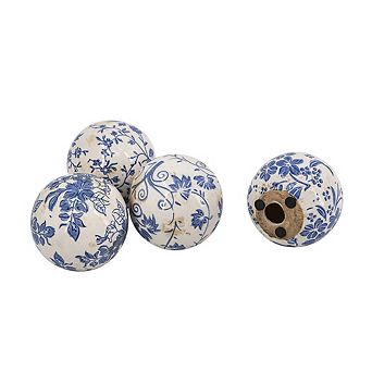 KWPZQEB 4 pc Blue White Ceramic Decor Balls with Floral Patterns for Home