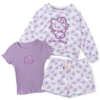 Hello Kitty 3 pc Sweatshirt Tee and Shorts Set