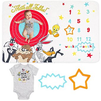Looney Tunes Baby Shower Bodysuit and Blanket Set