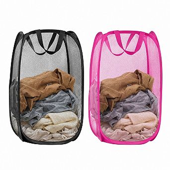 2-Pack Collapsible Pop Up Mesh Laundry Basket Large Capacity Hamper