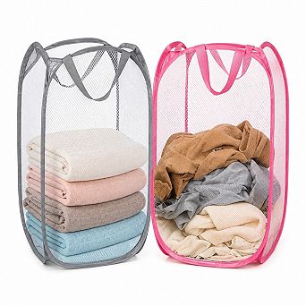 2-Pack Collapsible Pop Up Mesh Laundry Basket Large Capacity Hamper