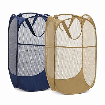 2-Pack Collapsible Pop Up Mesh Laundry Basket Large Capacity Hamper