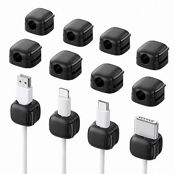 12-Pack Dual Spring Clasp Lock Adhesive Cable Management Clips For Home Office Car Desk
